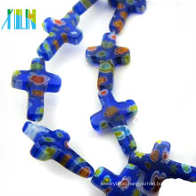 wholesale colorful crystal millefiori cross glass beads